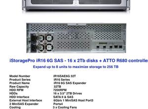 iStoragePro iR16 6G SAS - 16 X 2Tb Disks + ATTO R680 Controller